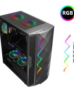 Gamemax Gaming Computer RGB PC Chassis Case Side transparent Tempered Glass MicroATX,ATX,ITX
