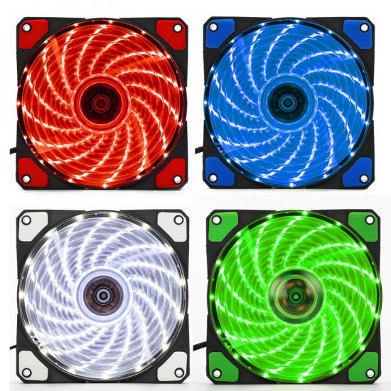 120mm 15 LED Ultra Silent Computer PC Case Cooling Fan
